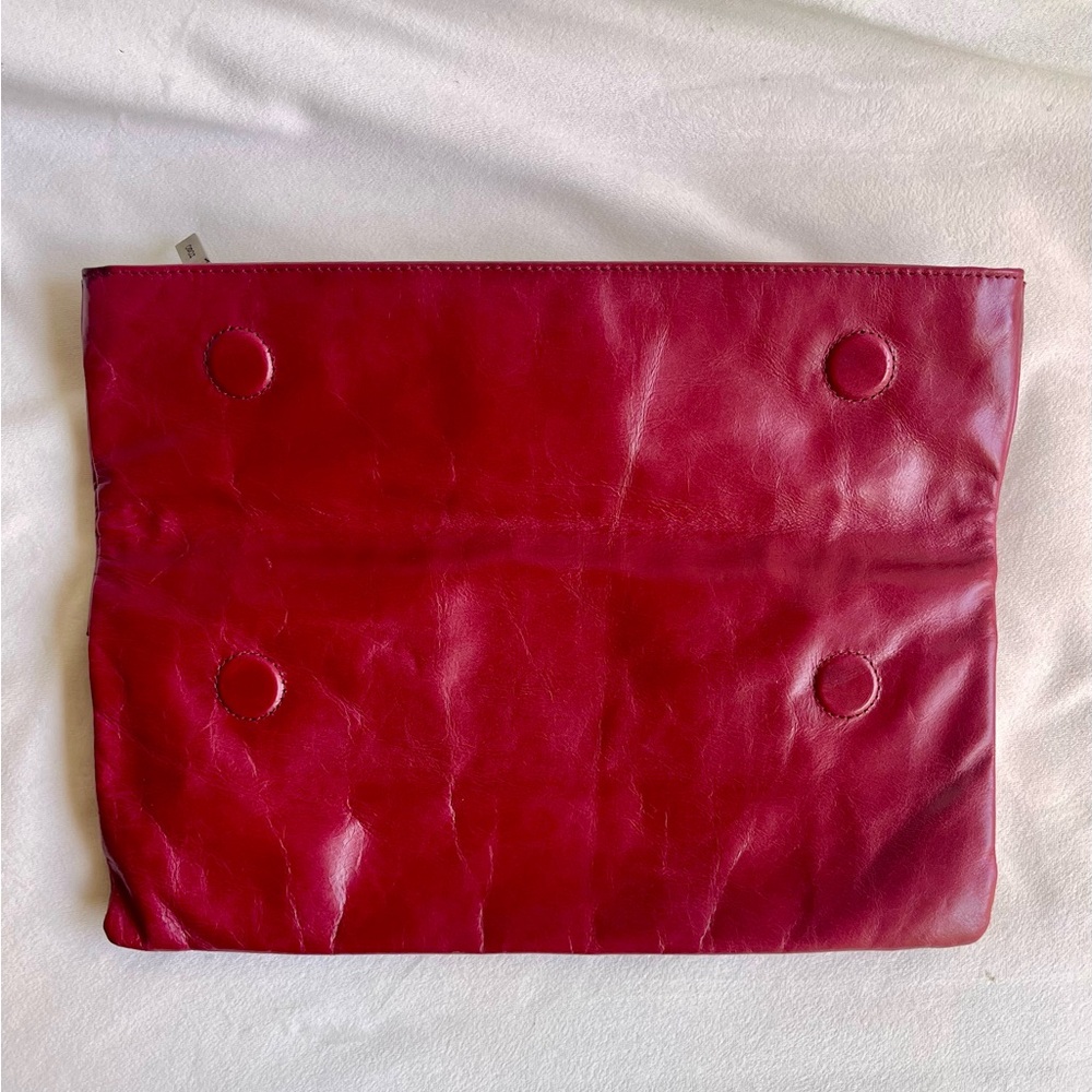HOBO International Leather Bow Clutch Purse in Pink Red Fuchsia - Picture 4 of 11